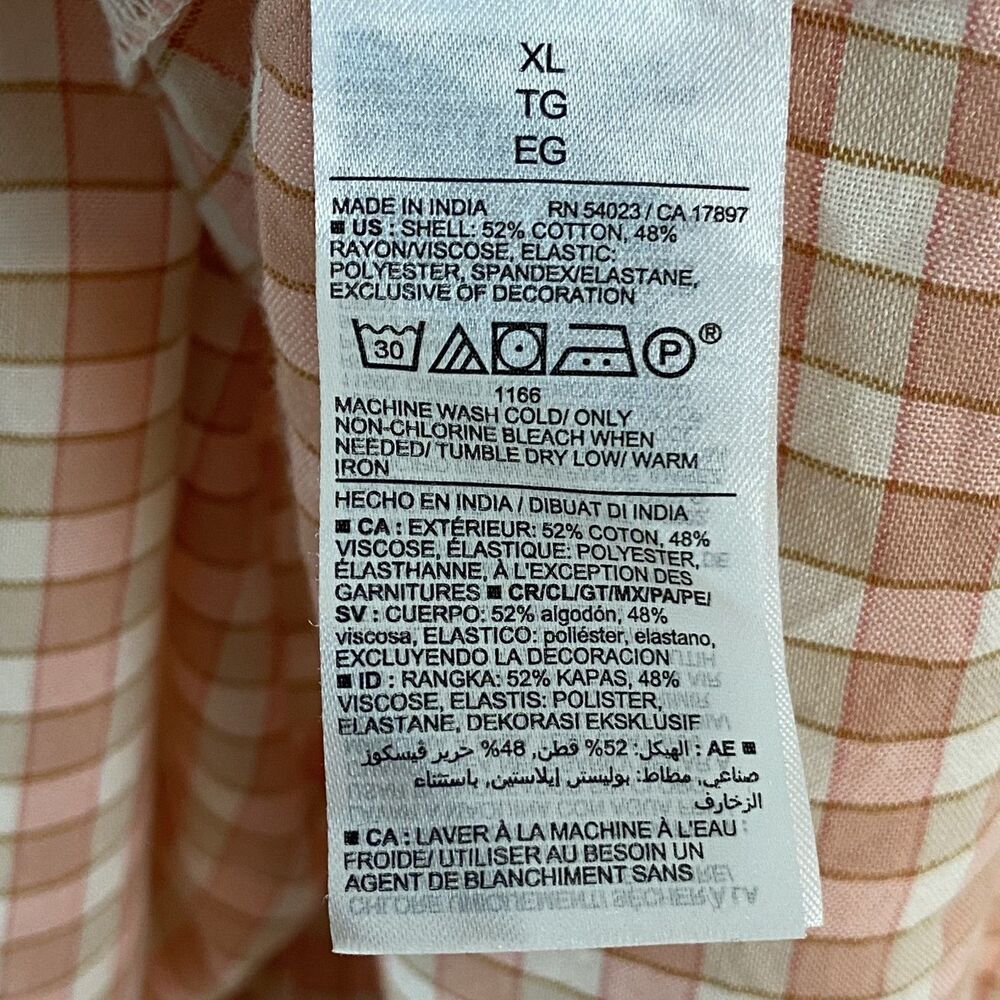 Old Navy Babydoll Top Sz XL Pink Gingham Cottagecore‎ Milkmaid Picnic Smocked - Picture 5 of 6